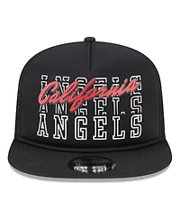 Men's New Era Black California Angels Cooperstown Collection Street Team A-Frame Trucker 9FIFTY Snapback Hat