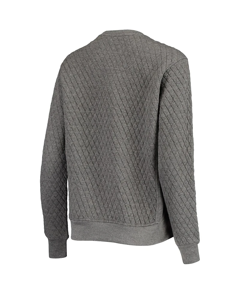 Women's Pressbox Heather Charcoal Texas Longhorns Moose Quilted Pullover Sweatshirt