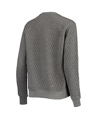 Women's Pressbox Heather Charcoal Texas Longhorns Moose Quilted Pullover Sweatshirt