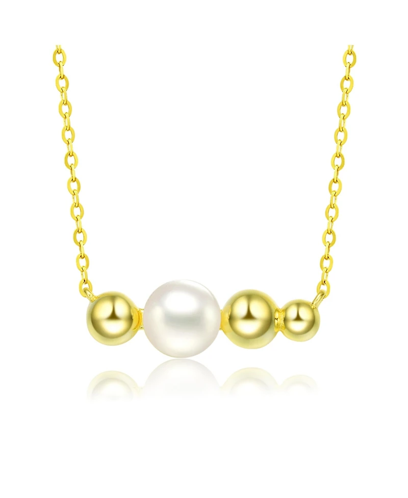 Sterling Silver 14K Gold Plated and 6MM Fresh Water Pearl Necklace