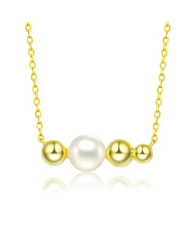 Sterling Silver 14K Gold Plated and 6MM Fresh Water Pearl Necklace