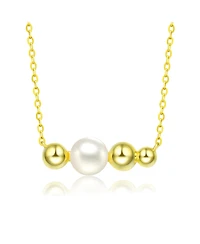 Sterling Silver 14K Gold Plated and 6MM Fresh Water Pearl Necklace