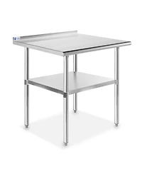 Gridmann x 24 Inch Stainless Steel Table w/ Backsplash and Undershelf