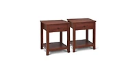 Set of 2 Nightstand with Storage Shelf and Pull Handle