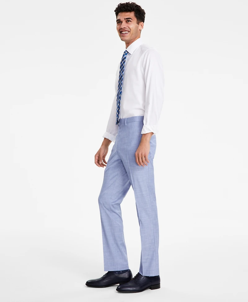 Dkny Men's Modern-Fit Bi-Stretch Light Blue Check Suit Separate Pants
