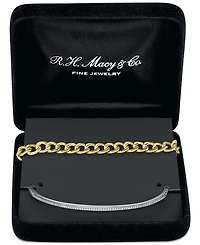 2-Pc. Set Diamond Bangle Bracelet (1/5 ct. t.w.) & Curb Link Chain Bracelet in Sterling Silver & 14k Gold-Plate