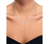 2-Pc. Set Diamond Lariat Adjustable Layered Necklaces (1/10 ct. t.w.) in Sterling Silver