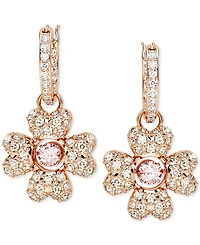 Swarovski Rose Gold-Tone Idyllia Crystal Clover Drop Earrings