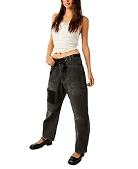 Free People Women's Moxie Low-Slung Pull-On Boyfriend Jeans