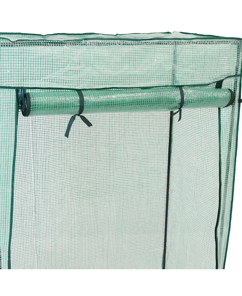 Outdoor Deluxe Portable Large Potted Plant and Starter Tomato Plant Greenhouse with Roll-Up Door - Green