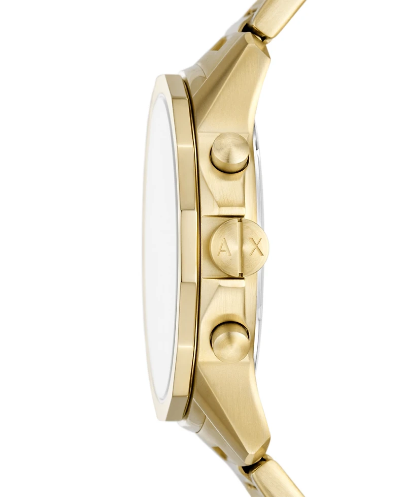 A|X Armani Exchange Men's Chronograph Gold-Tone Stainless Steel Watch 44mm Set, 2 Pieces