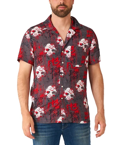 OppoSuits Men's Official Friday the 13th Hawaii Shirt - Halloween Themed Party Short Sleeve Black