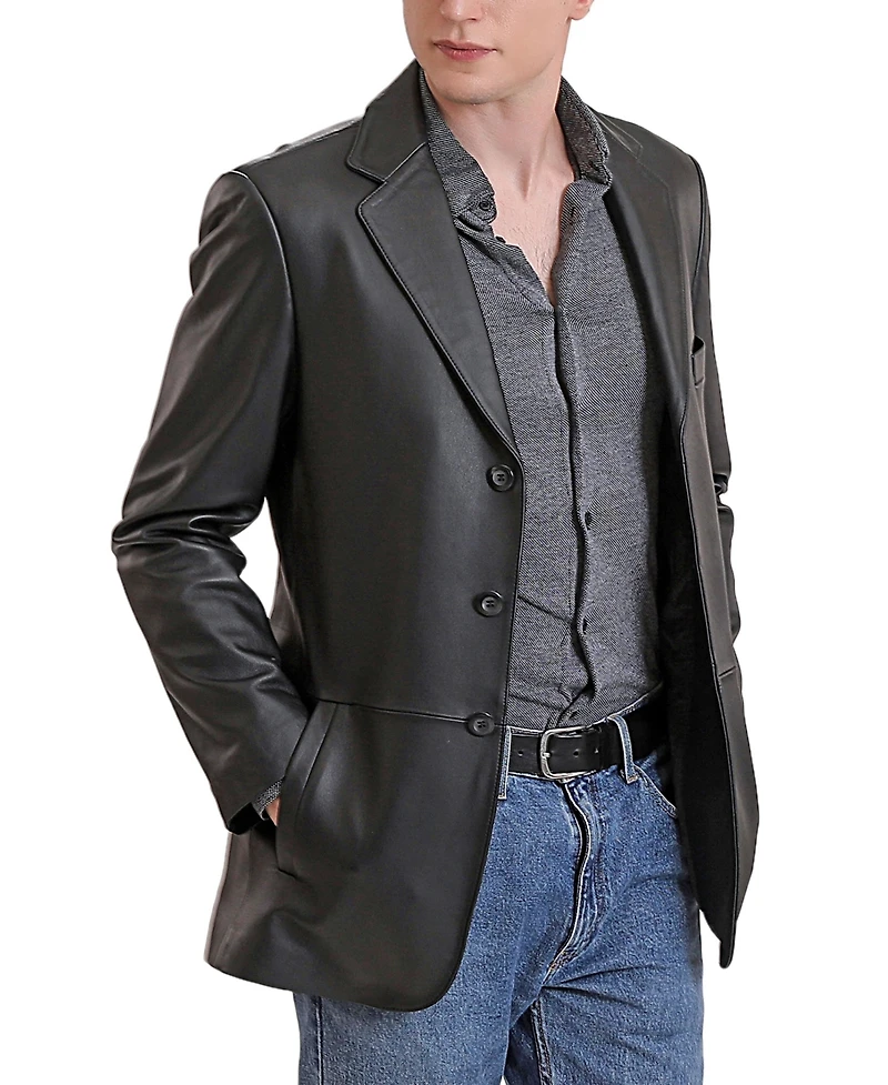 Bgsd Men Leroy Three Button Lambskin Leather Blazer