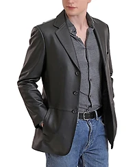 Bgsd Men Leroy Three Button Lambskin Leather Blazer