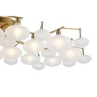 Possini Euro Design Lilypad Modern Ceiling Light Semi Flush Mount Fixture 30 1/4" Wide Warm Brass 12-Light Frosted Glass Shade for Bedroom Living