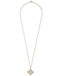 Wrapped in Love Diamond Round & Baguette Flower Pendant Necklace (1/2 ct. tw) in 14k Gold, 18" + 2" extender, Created for Macy's