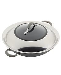 Circulon Elementum Hard-Anodized Aluminum Nonstick 14" Wok with Side Handles and Lid