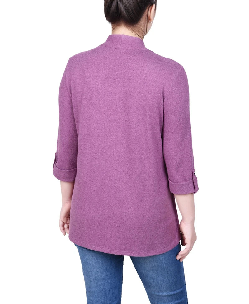 Ny Collection Petite 3/4 Sleeve Two in One Top