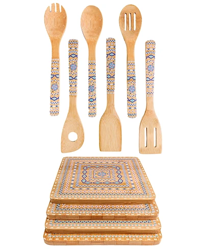 BergHOFF Bamboo 10 Piece Patterned Utensil Set