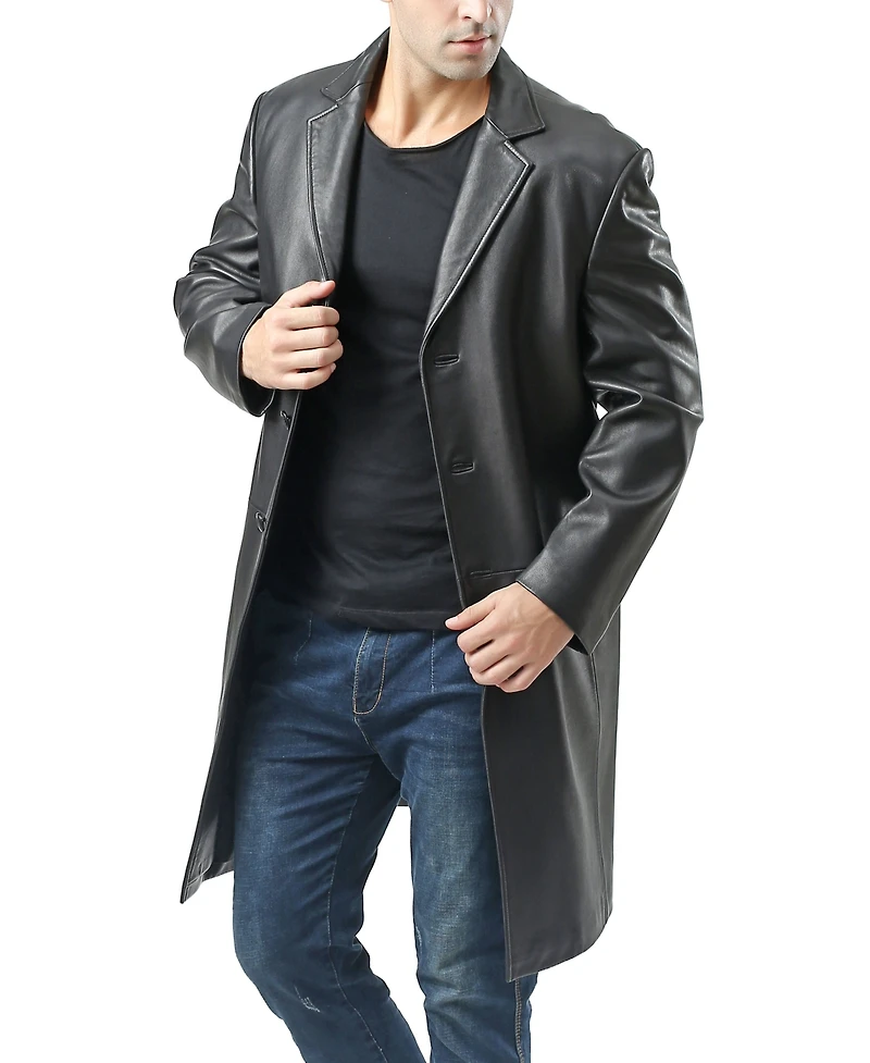 Bgsd Men Leather Long Walking Coat