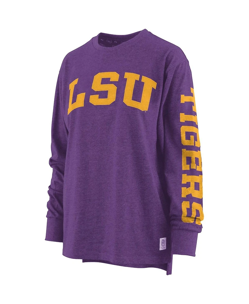 Women's Pressbox Purple Lsu Tigers Plus Size Two-Hit Canyon Long Sleeve T-shirt