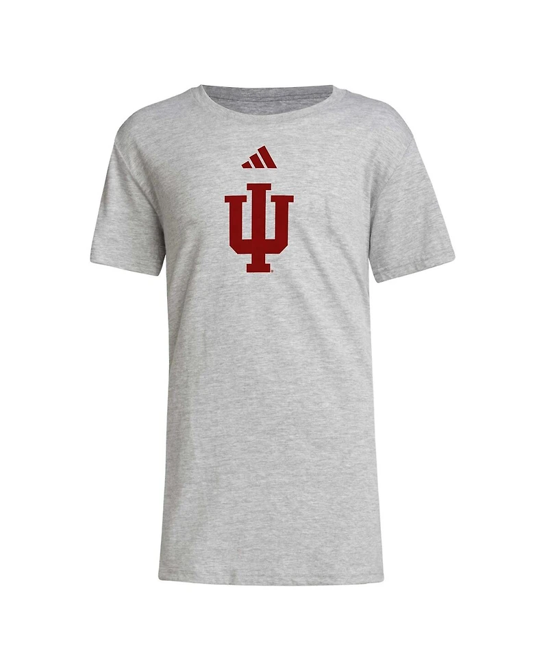 Big Boys adidas Gray Indiana Hoosiers 2023 Sideline Locker Room Logo Fresh T-shirt