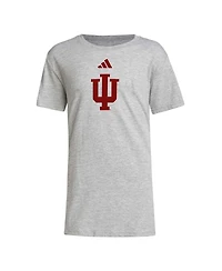 Big Boys adidas Gray Indiana Hoosiers 2023 Sideline Locker Room Logo Fresh T-shirt