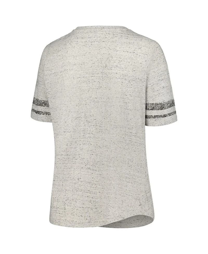 Women's Profile Heather Gray Distressed Michigan State Spartans Plus Striped Lace-Up T-shirt