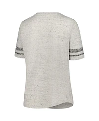 Women's Profile Heather Gray Distressed Michigan State Spartans Plus Striped Lace-Up T-shirt