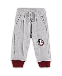 Infant Boys and Girls Wes & Willy Heather Gray Florida State Seminoles Jie Long Sleeve Bodysuit Pants Set