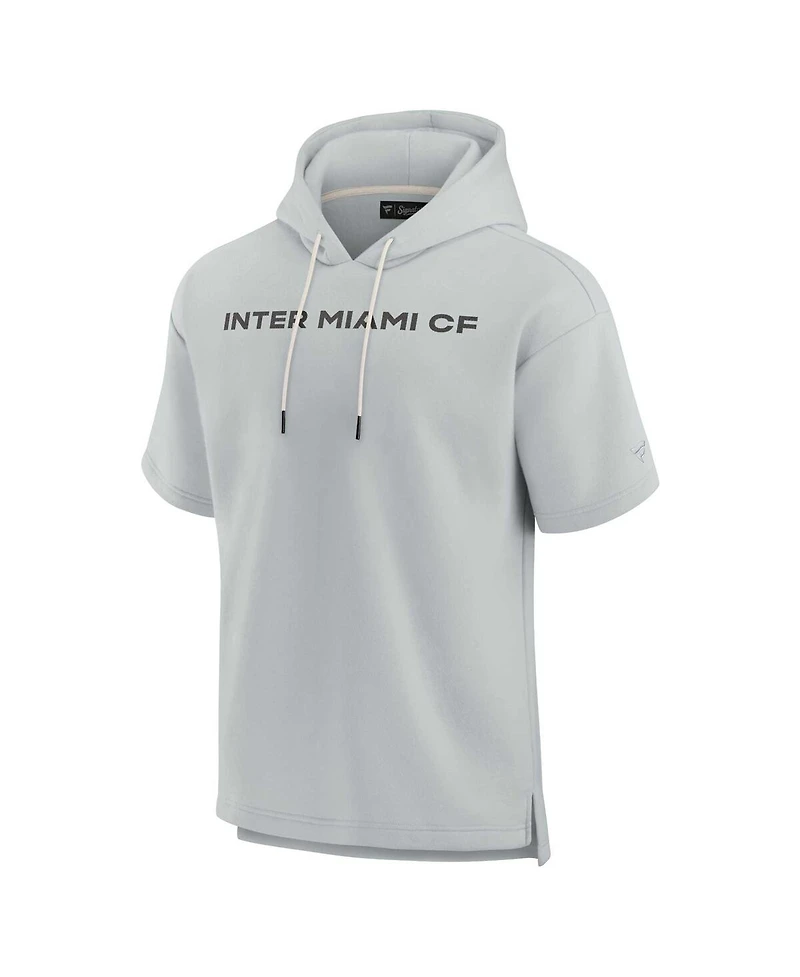 Men's and Women's Fanatics Signature Gray Inter Miami Cf Super Soft Fleece Short Sleeve Pullover Hoodie