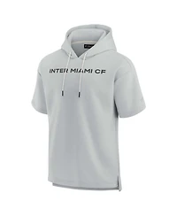 Men's and Women's Fanatics Signature Gray Inter Miami Cf Super Soft Fleece Short Sleeve Pullover Hoodie