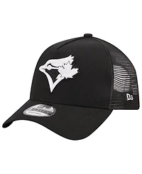 Men's New Era Black Toronto Blue Jays A-Frame 9FORTY Trucker Adjustable Hat