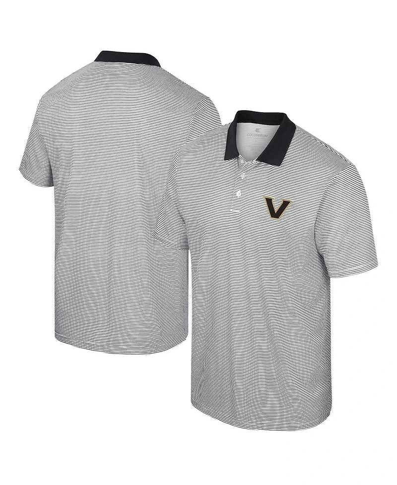 Men's Colosseum White Vanderbilt Commodores Print Stripe Polo Shirt