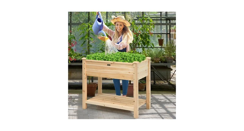 Raised Garden Elevated Wood Planter Box Stand