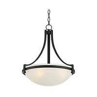 Regency Hill Marmelized Black Metal Pendant Chandelier 20" Wide Modern Marbleized Glass Bowl Shade Fixture for Dining Room House Foyer Entryway Kitche
