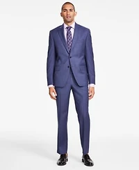 Michael Kors Mens Classic Fit Wool Blend Stretch Solid Vested Suit Separates