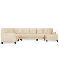 Closeout! Ashlinn 144" 5-Pc. Pastel Leather Sectional, Created for Macy's