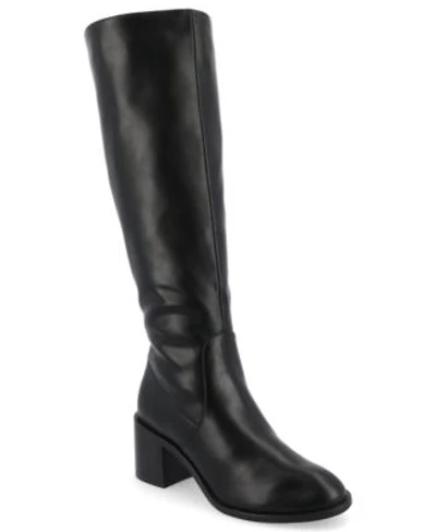 Journee Collection Womens Romilly Round Toe Regular Wide Calf Extra Wide Calf Block Heel Knee High Boots