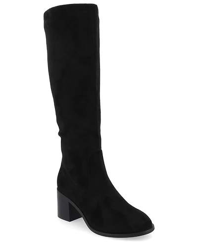 Journee Collection Women's Romilly Round Toe Block Heel Knee High Boots