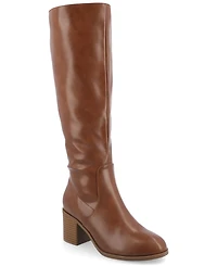Journee Collection Women's Romilly Round Toe Block Heel Knee High Boots