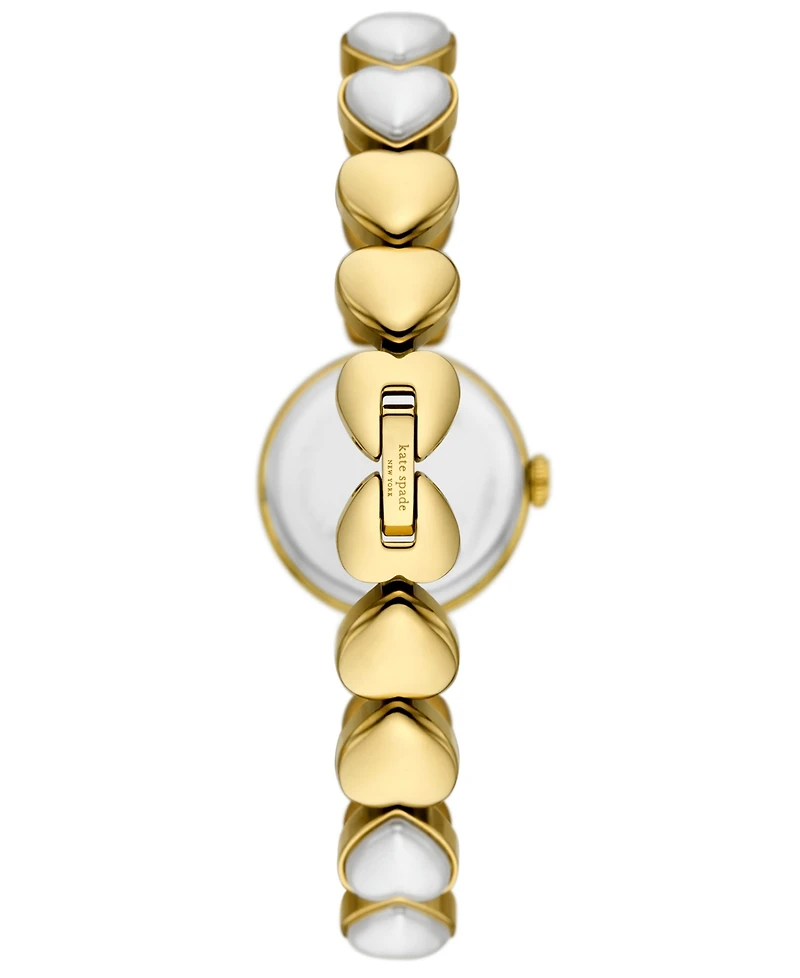 kate spade new york Women's Monroe Three Hand Gold-Tone Stainless Steel and Imitation Pearl Watch 24mm