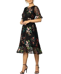 Kiyonna Women's Wildflower Embroidered Floral Mesh Dress