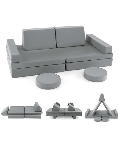 Costway Kids Play Sofa Set Modular Convertible Foam Folding Couch Toddler Playset