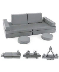 Costway Kids Play Sofa Set Modular Convertible Foam Folding Couch Toddler Playset