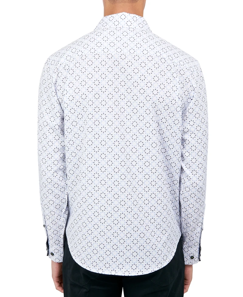 Society of Threads Men's Regular-Fit Non-Iron Performance Stretch Geo-Print Button-Down Shirt