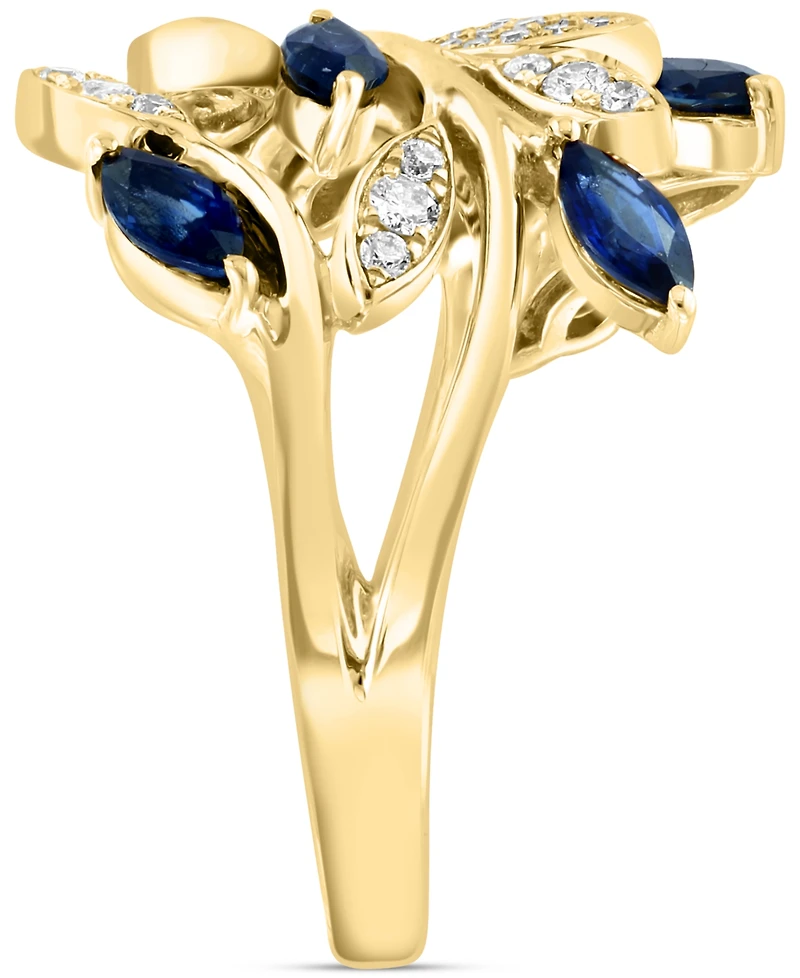 Effy Sapphire (3/4 ct. t.w.) & Diamond (1/4 ct. t.w.) Vine Ring in 14k Gold