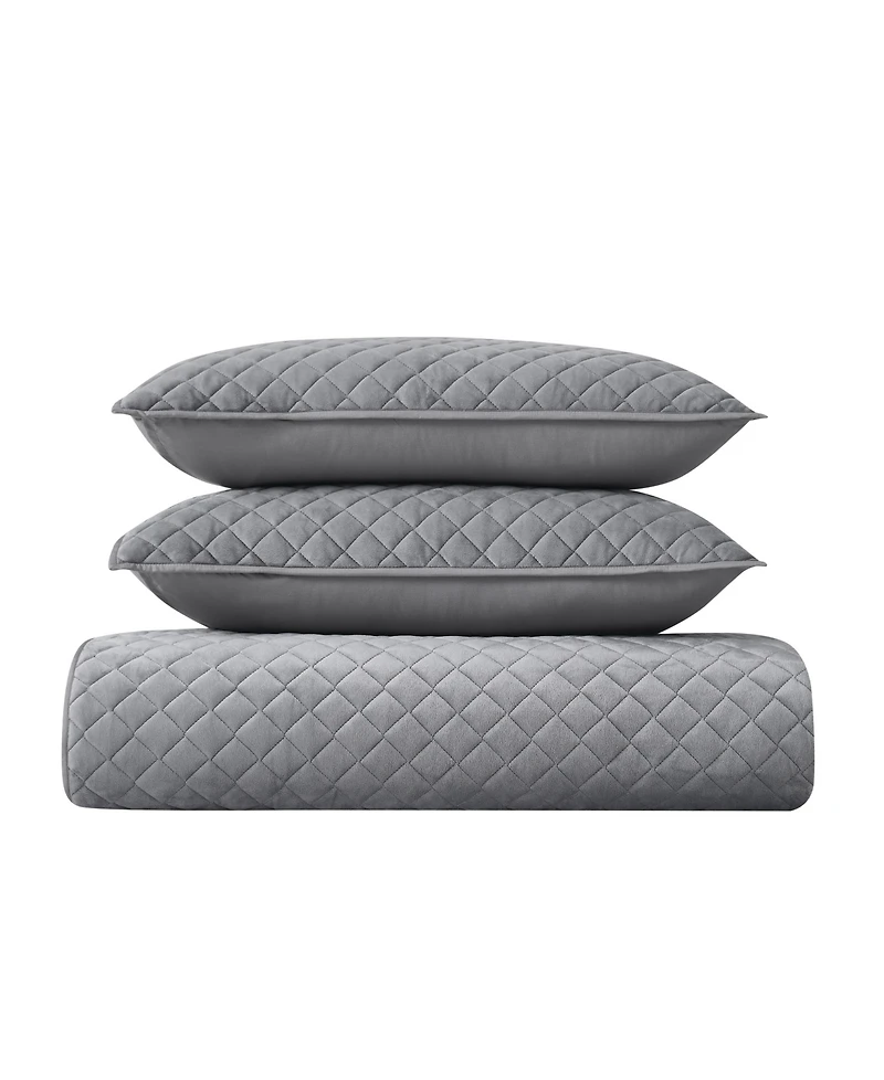 Royal Velvet Diamond 3 Piece Quilt Set, Full/Queen