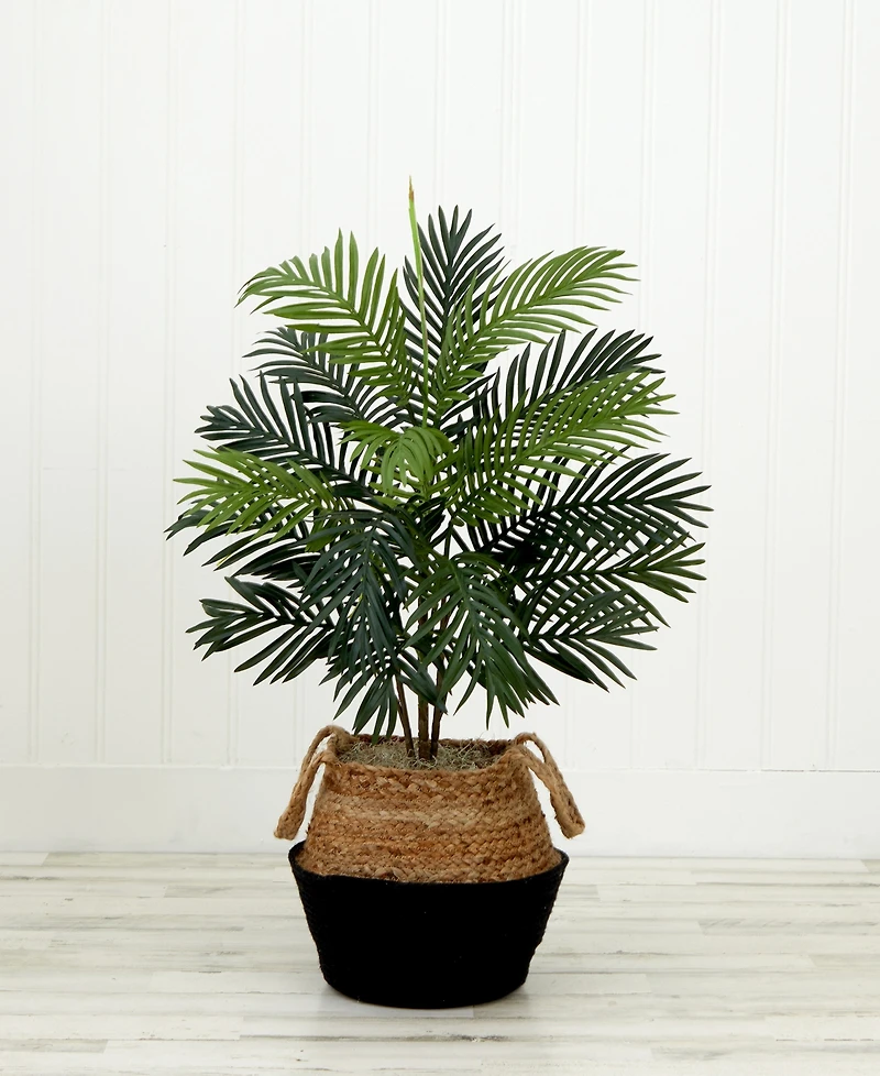 Nearly Natural 36" Artificial Areca Palm Tree with Handmade Jute Cotton Basket Diy Kit