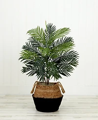 Nearly Natural 36" Artificial Areca Palm Tree with Handmade Jute Cotton Basket Diy Kit